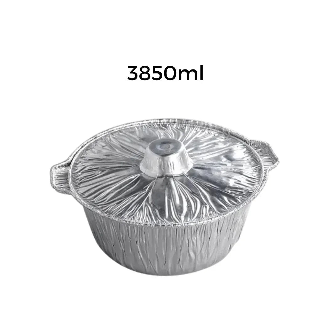 Disposable aluminum foil catering container with lid, 3850ml capacity
