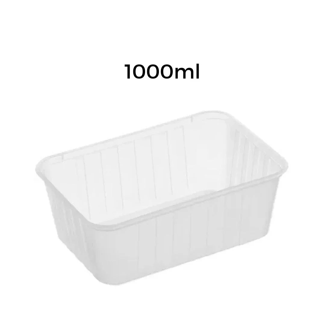 Clear plastic 1000ml rectangular disposable food container