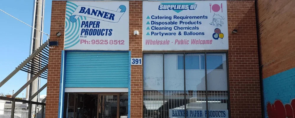 Storefront of Banner Paper Products offering catering, disposable, and party supplies.