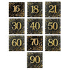 Birthday Age Napkins - Black/Gold - 16PK