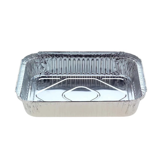 Empty rectangular aluminum foil catering tray for food packaging