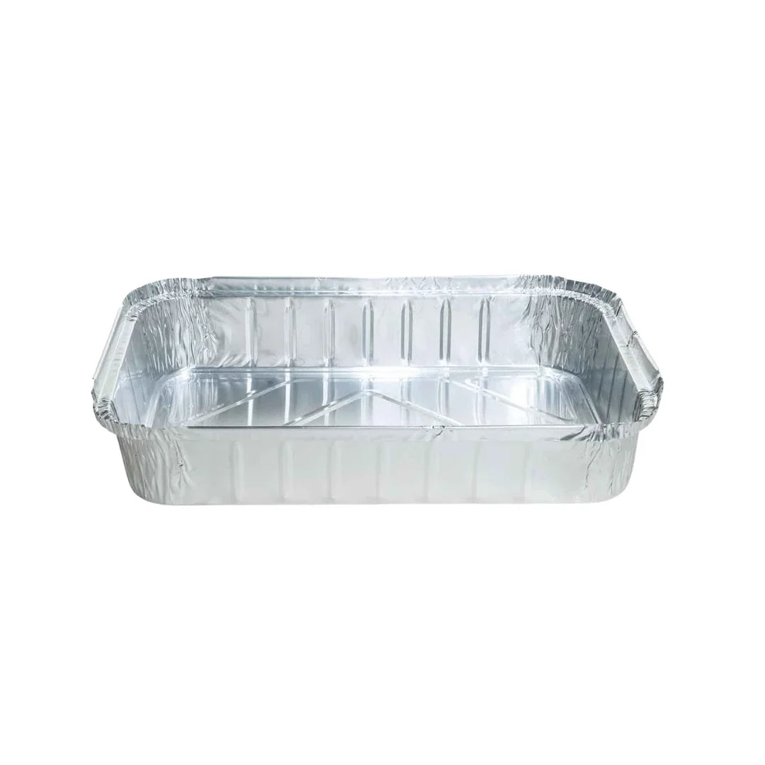 Disposable rectangular aluminum foil catering tray for food packaging