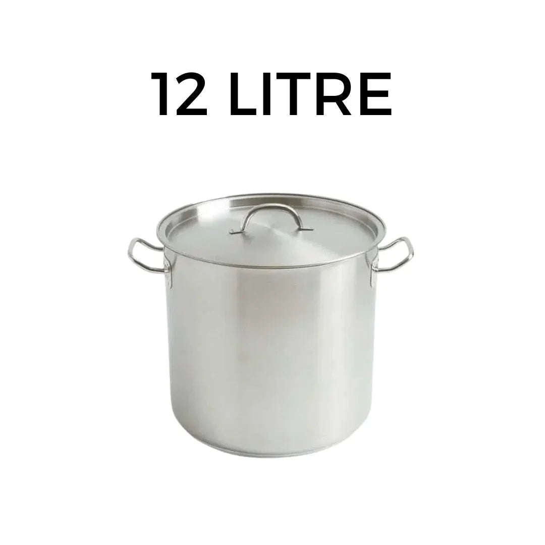 12 Litre stainless steel stock pot with lid and side handles