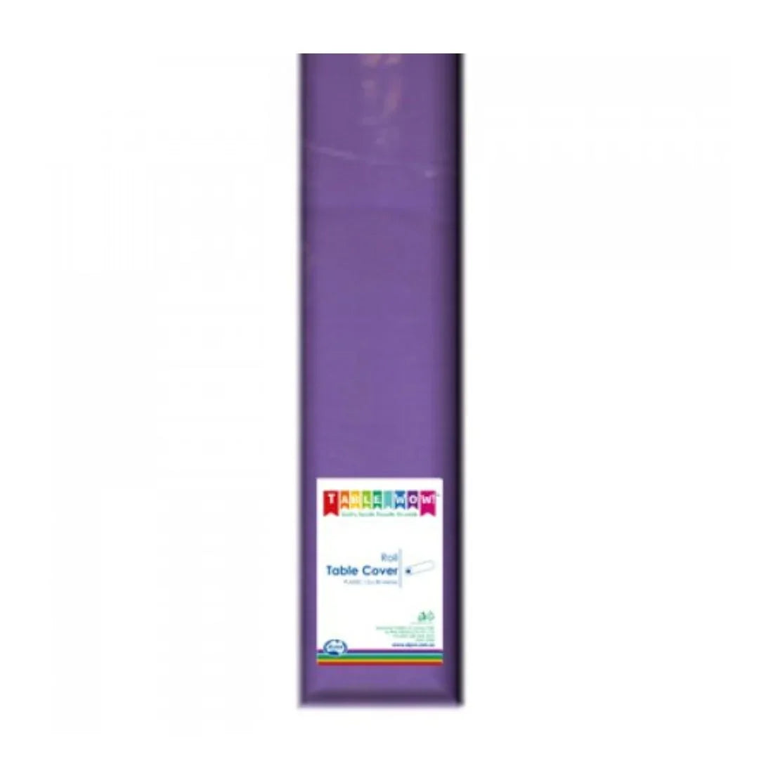 Purple plastic table cover roll for parties and catering