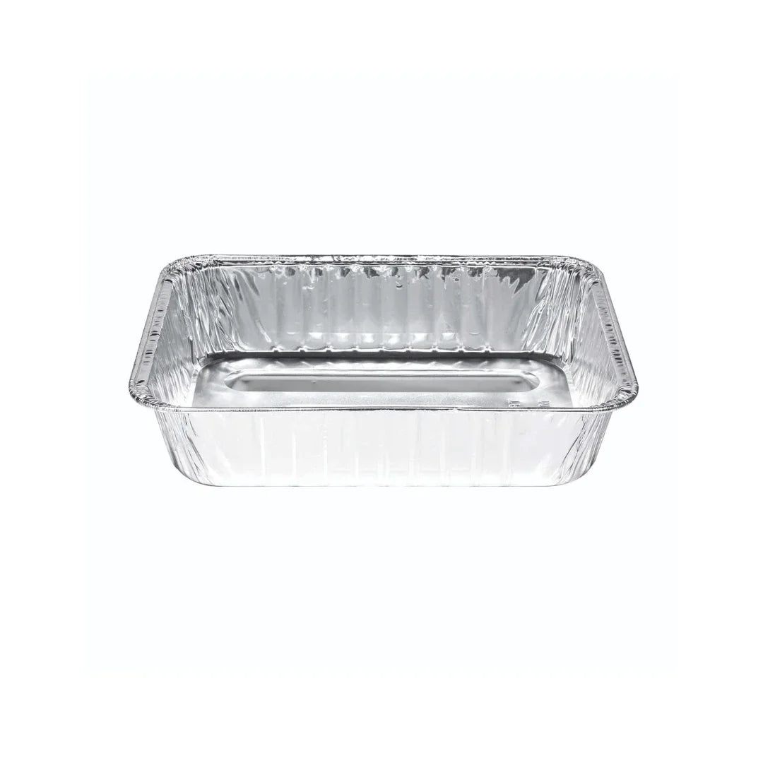 Disposable rectangular aluminum foil catering tray for food packaging