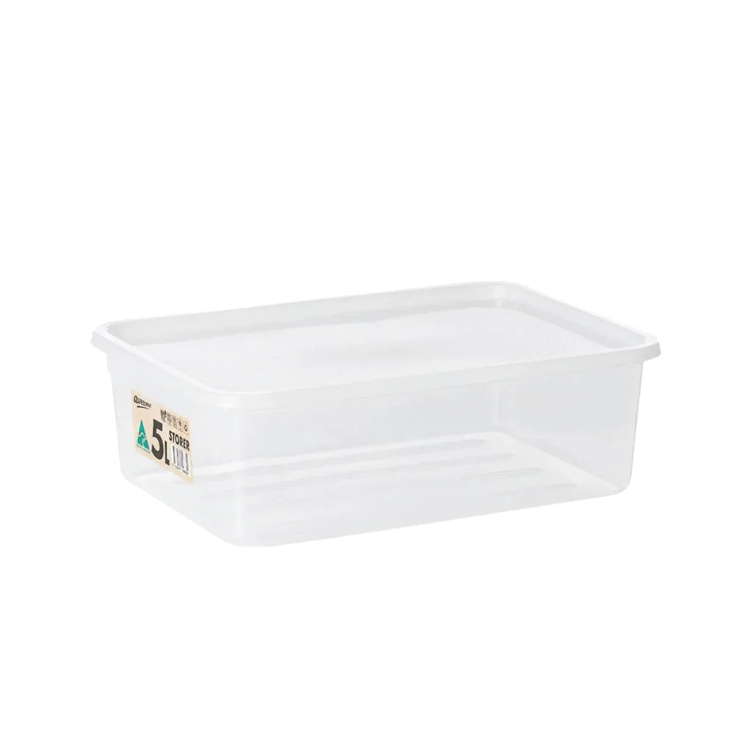 Clear plastic 5L food storage container with matching lid