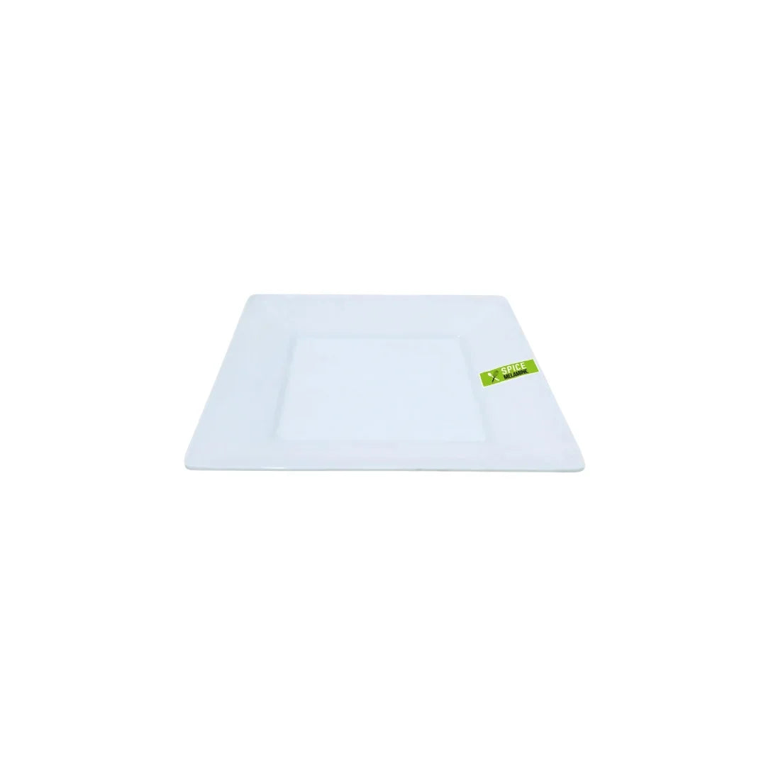 Square white disposable catering plate on a white background