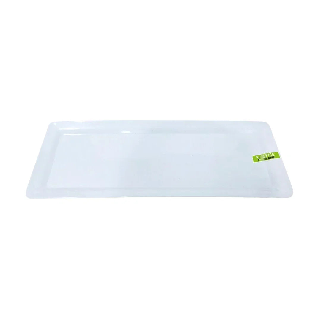 Rectangular clear plastic disposable catering tray