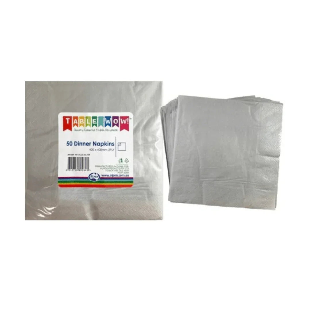 Table Wow pack of 50 white dinner napkins with unfolded napkins beside the packaging