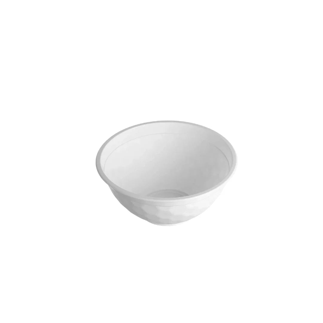 Plain white disposable plastic bowl for catering and food packaging