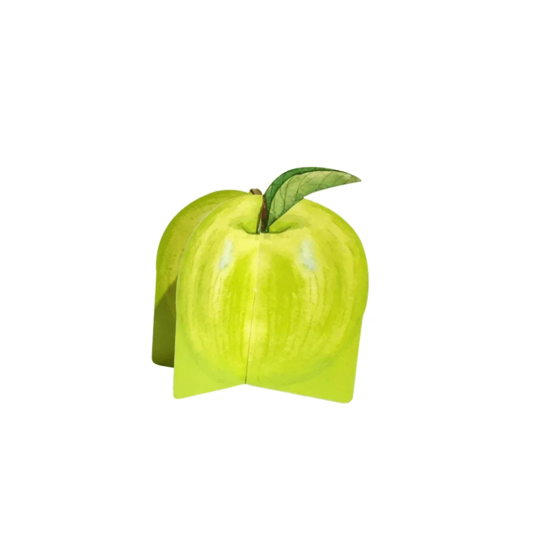 Green apple shaped decorative container with a leaf on top