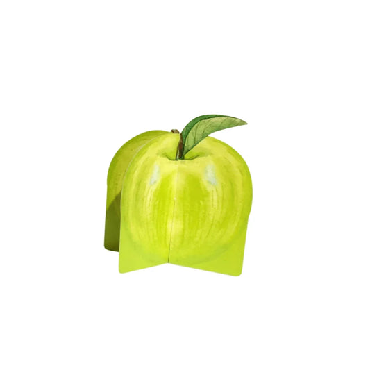 Green apple shaped decorative container with a leaf on top