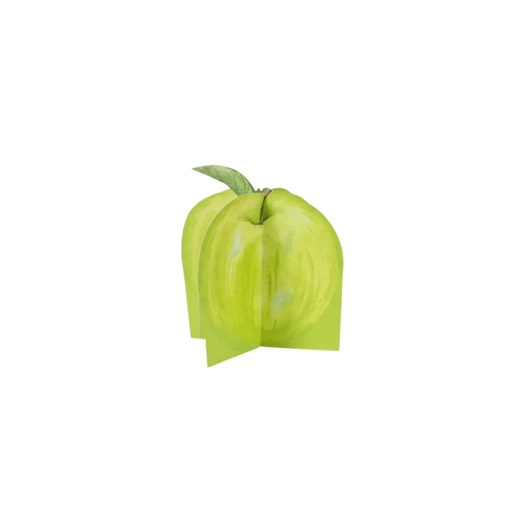 Green apple shaped paper gift box with a small leaf detail