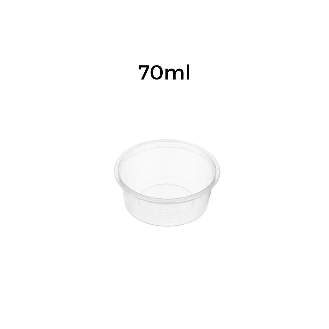 Clear plastic 70ml disposable condiment cup for catering and packaging