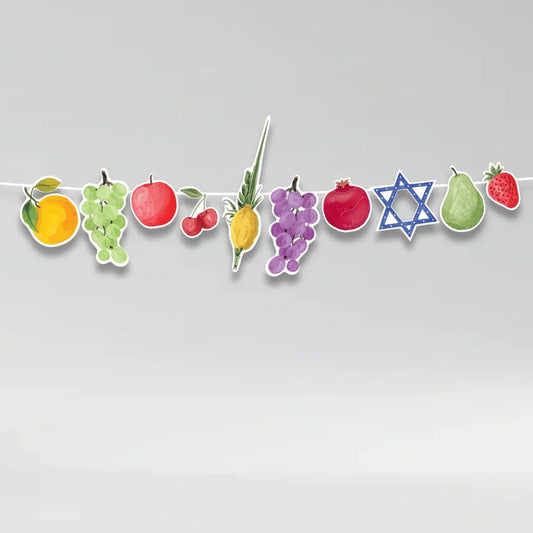 Colorful fruit and Star of David paper garland for party decorations