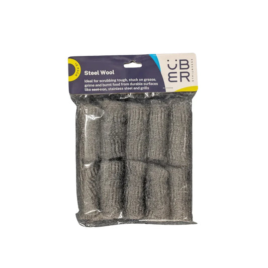 Pack of steel wool scrubbing pads for cleaning tough grease and grime