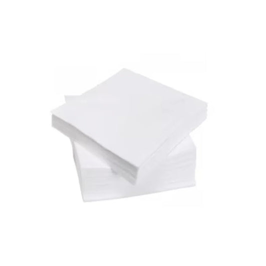 Stack of plain white disposable paper napkins