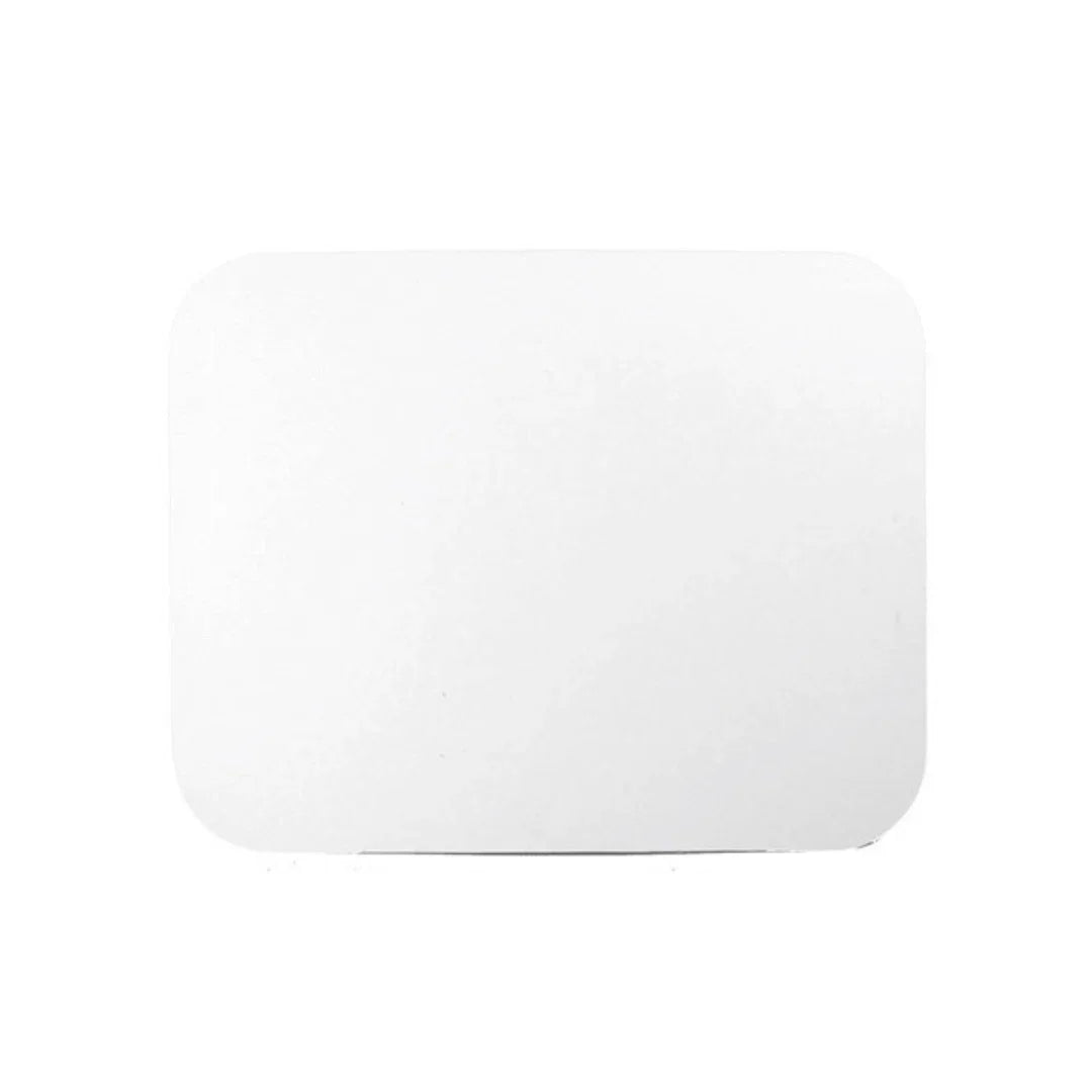 Plain white rectangular disposable food tray with rounded corners