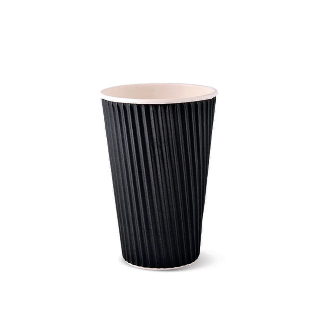 Black corrugated ripple wall disposable paper coffee cup