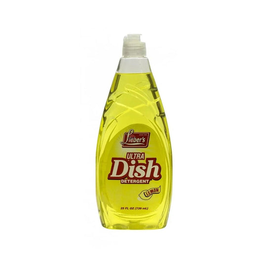 Bottle of Lieber's Ultra Dish Detergent, lemon scented, 25 fl oz