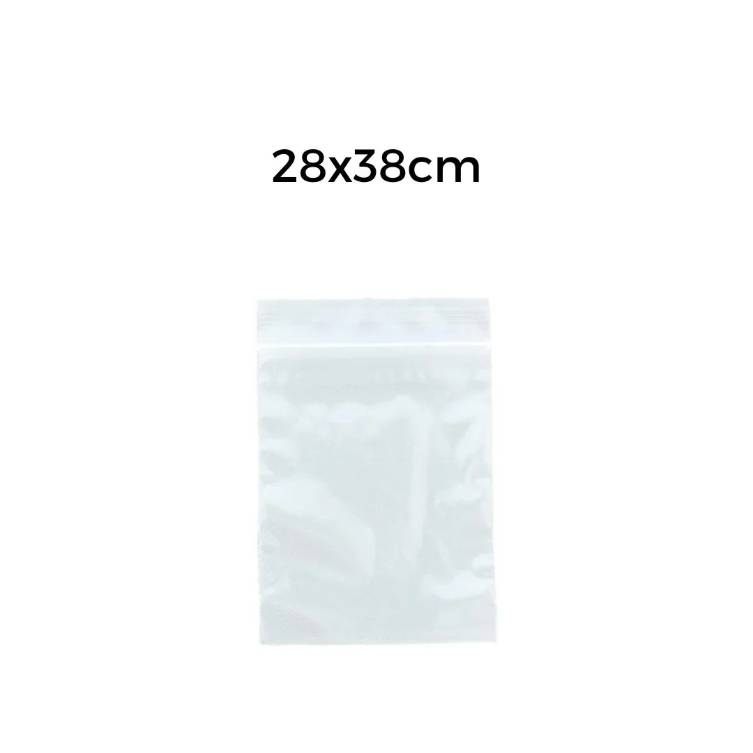 Clear plastic zip lock packaging bag, 28x38cm