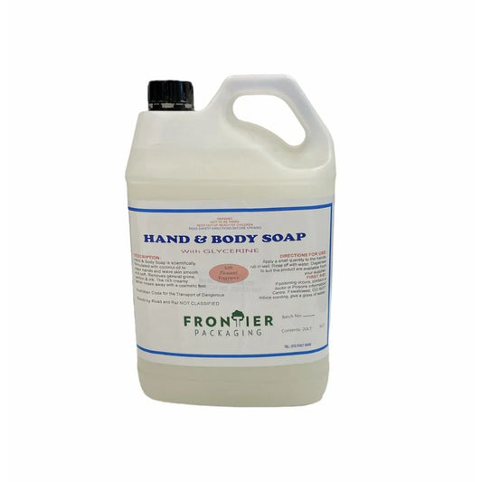 20L bulk bottle of Frontier Packaging Hand & Body Soap with Glycerine