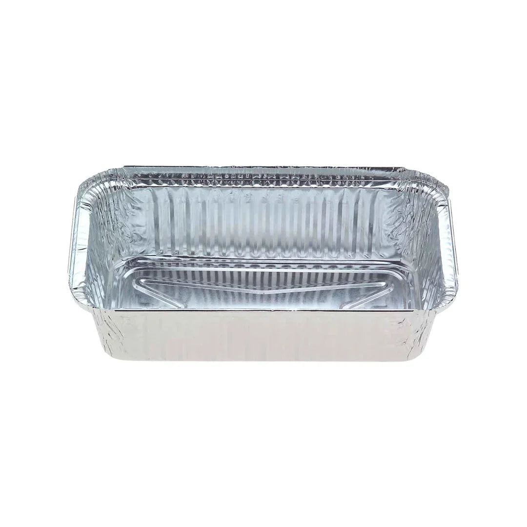 Disposable rectangular aluminum foil catering tray for food packaging