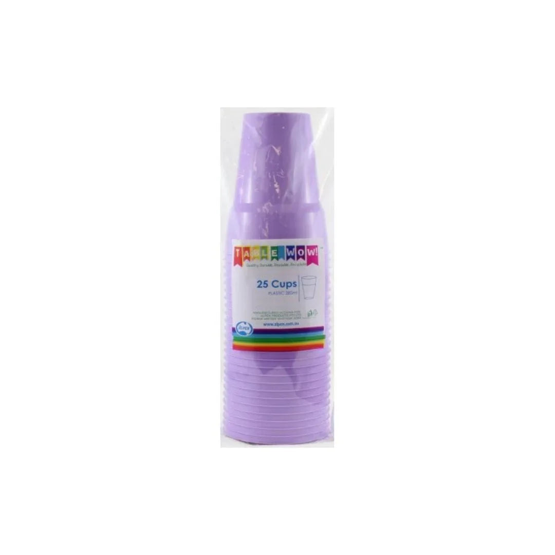 Pack of 25 purple plastic cups by Table Wow