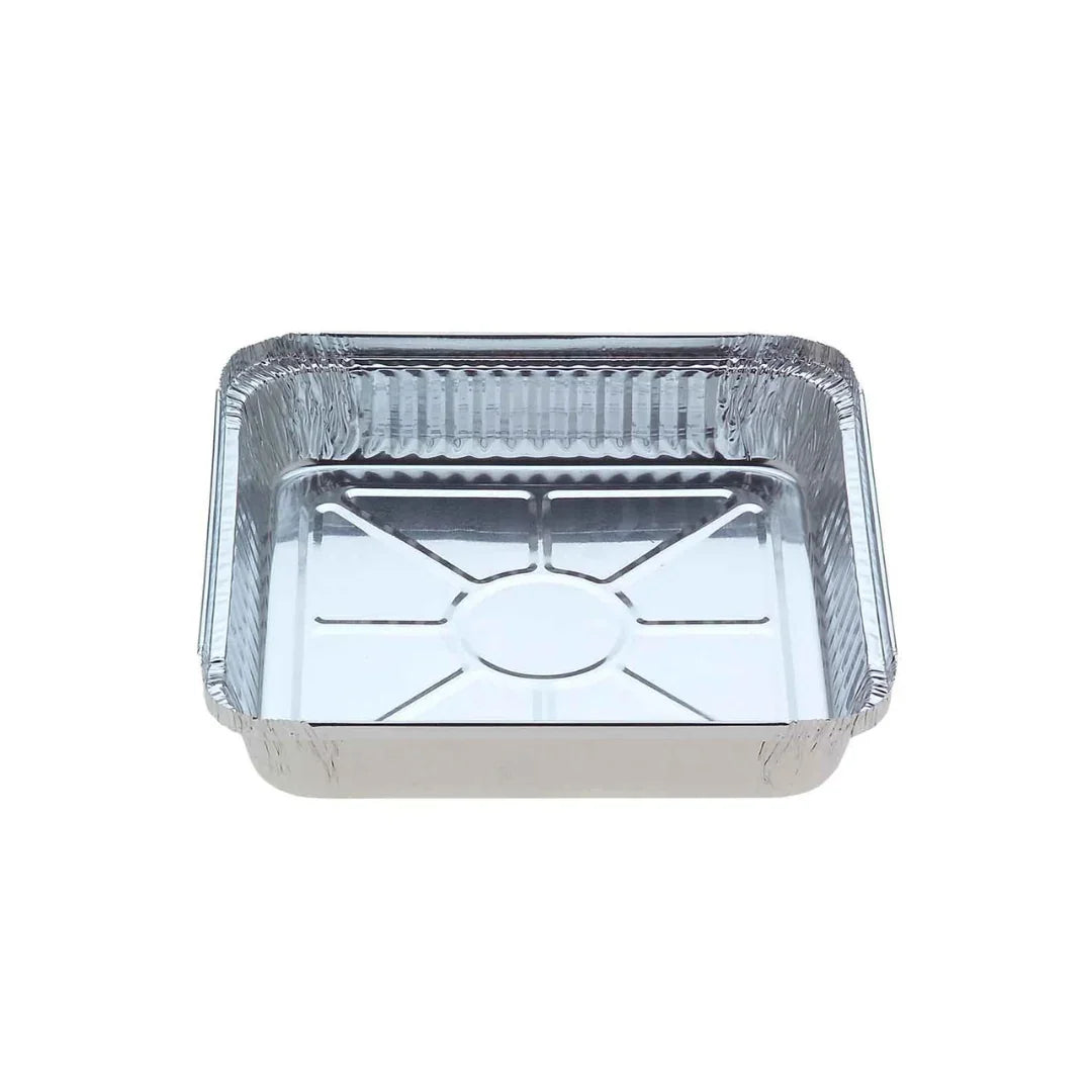 Disposable rectangular aluminum foil catering tray for food packaging