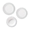Silver Dot Rim Plates & Bowls - 6PK