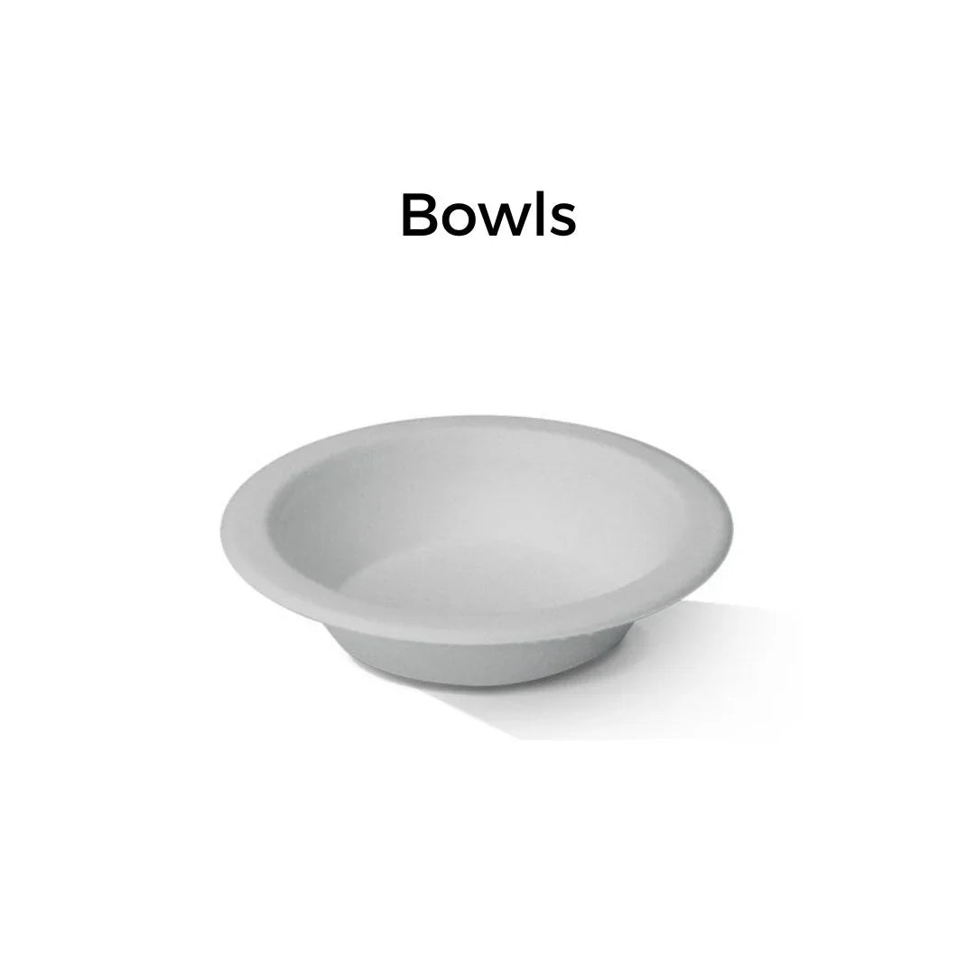 White disposable catering bowl for food packaging