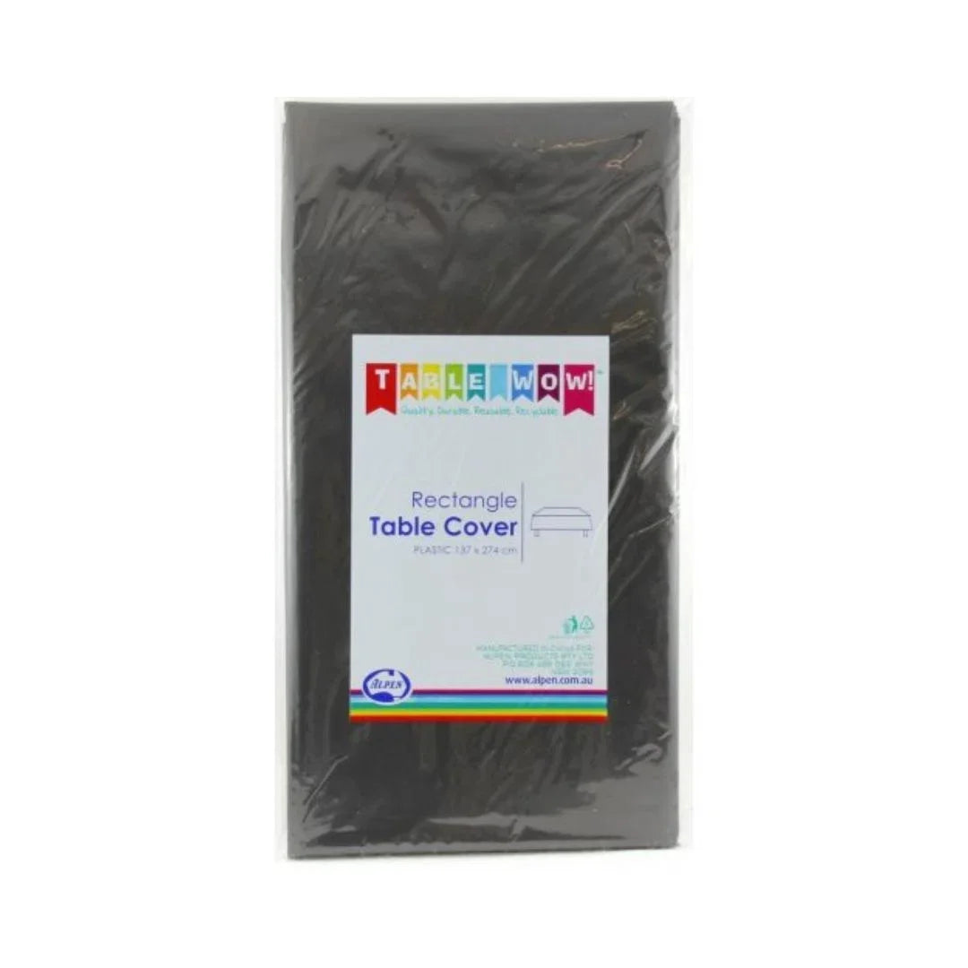 Table Wow black plastic rectangle table cover in clear packaging