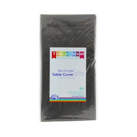 Table Wow black plastic rectangle table cover in clear packaging