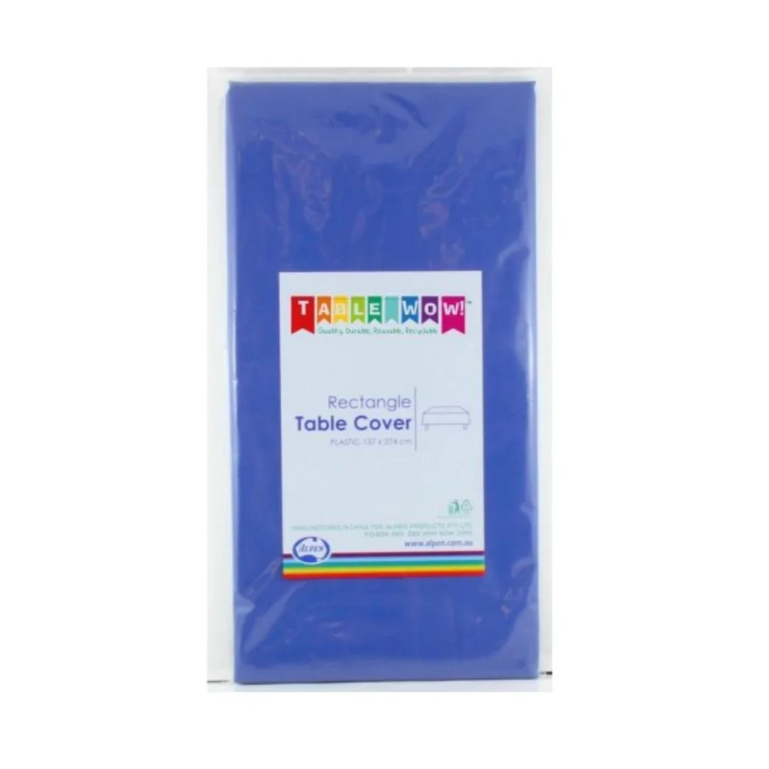Blue Table Wow rectangle plastic table cover in packaging