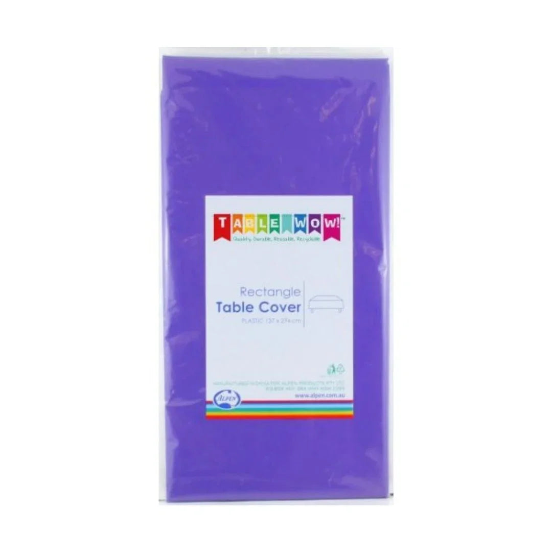 Purple rectangle plastic table cover by Table Wow
