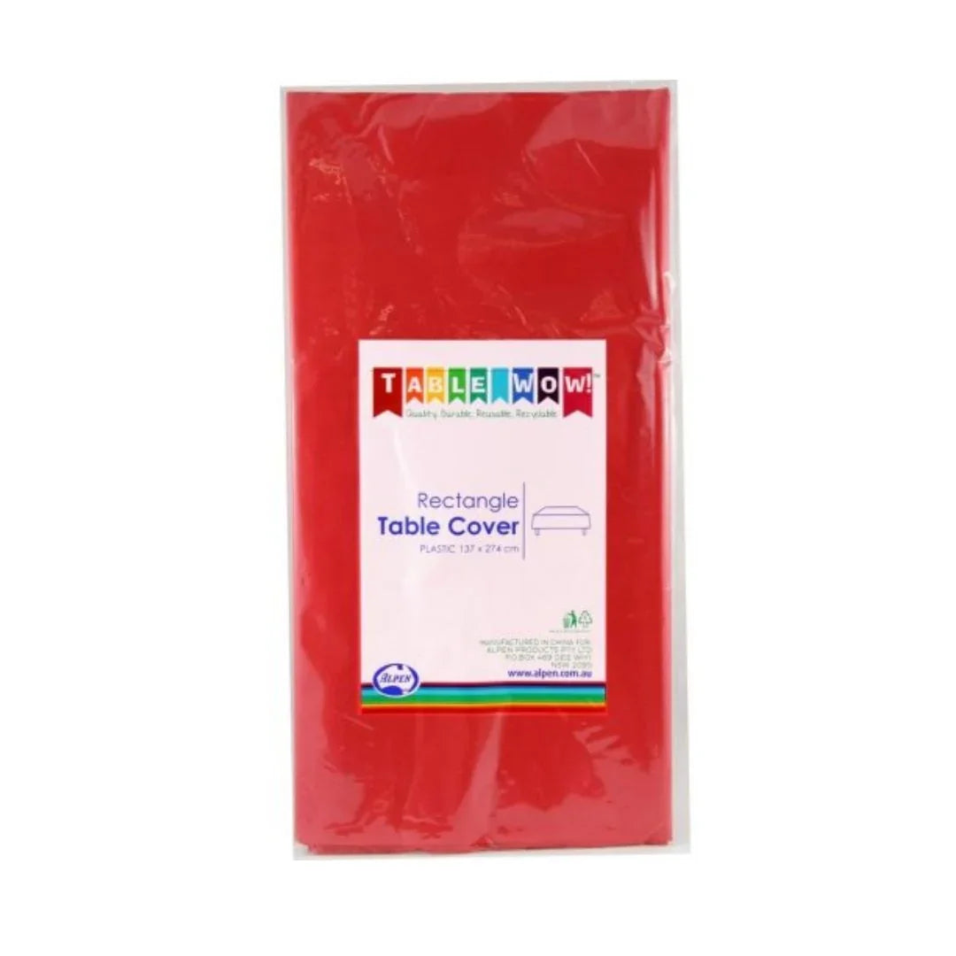 Table Wow red plastic rectangle table cover, 137 x 274 cm