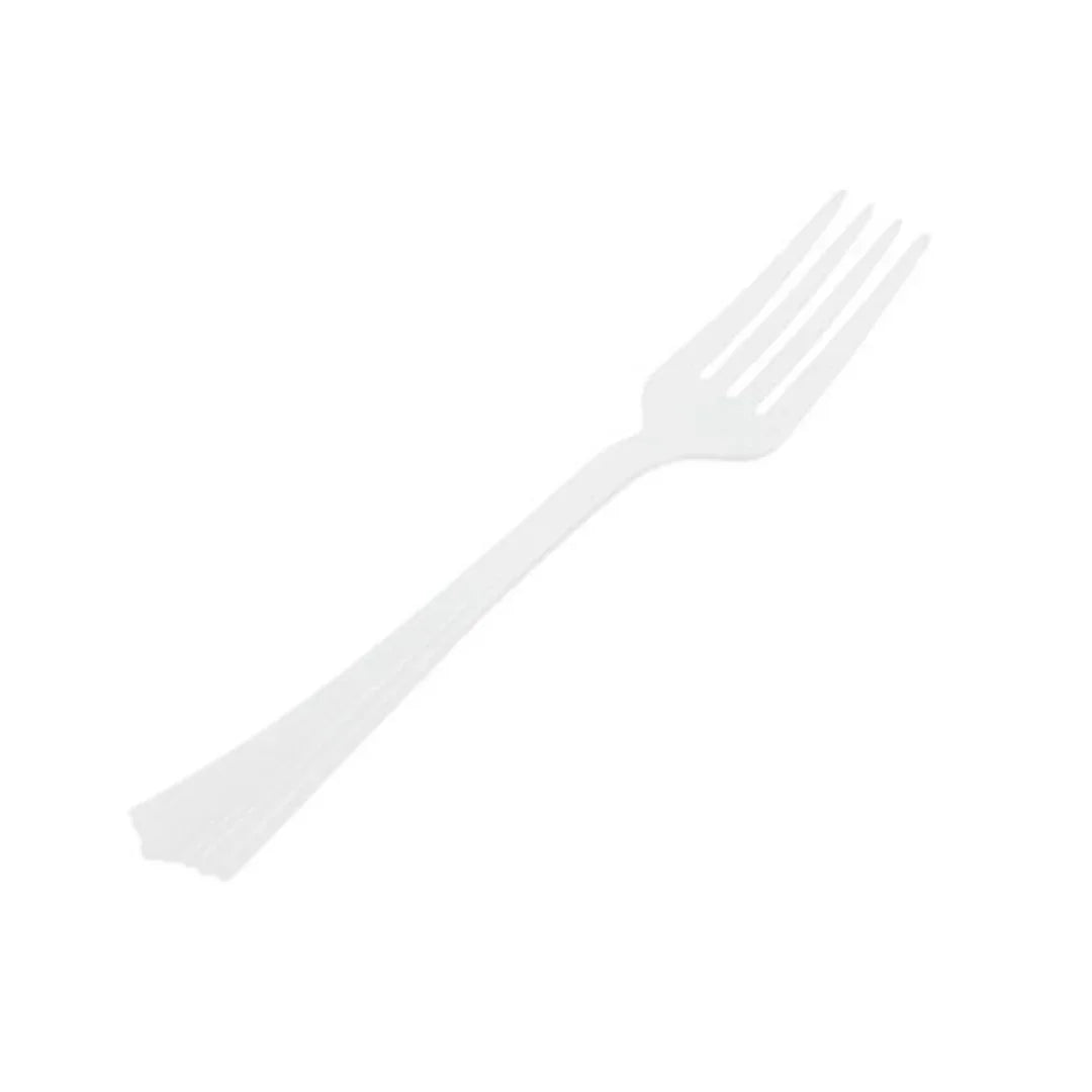 White disposable plastic fork isolated on a white background
