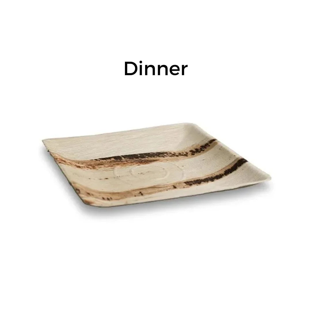Square disposable palm leaf dinner plate